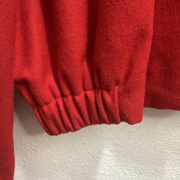 Vintage Savannah Holiday‎ Red Wool Bomber Jacket Size 12 Christmas Grandma - Picture 4 of 11